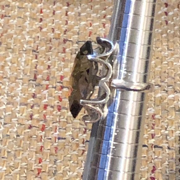 Faceted Smokey Quartz Faceted Tension Mount Vintage Sterling Silver Ring Sz 6 - Picture 5 of 16